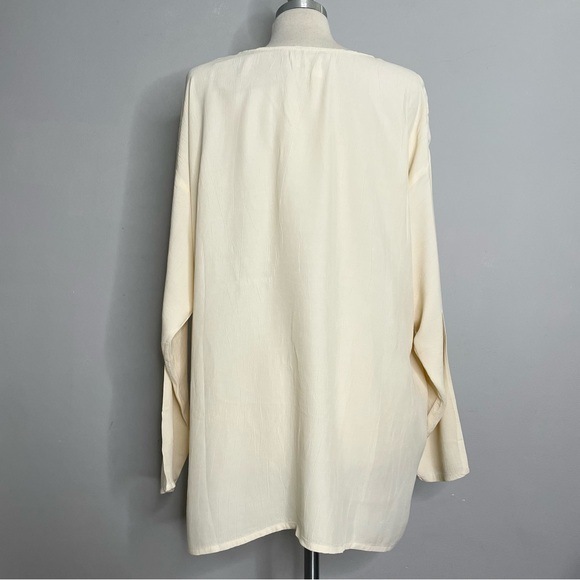 EILEEN FISHER NEW YORK Vintage Laundered Crinkle Rayon Long Sleeve Tunic Top - Picture 3 of 7